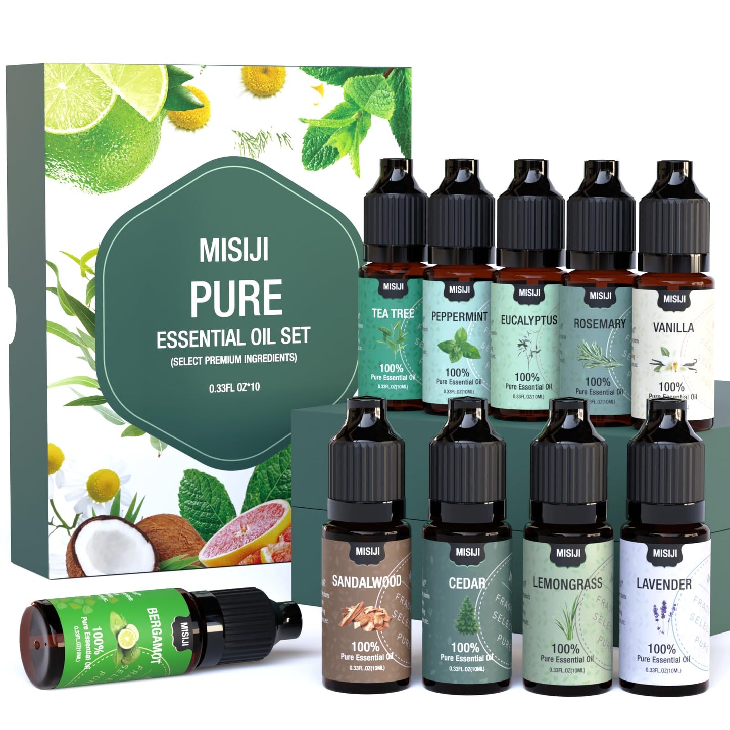 MISIJI Essential Oils Set – 10 Scents for Diffuser & Aromatherapy