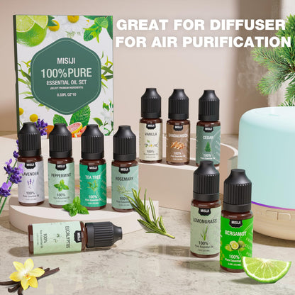 MISIJI Essential Oils Set – 10 Scents for Diffuser & Aromatherapy