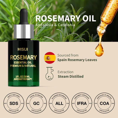 MISIJI Rosemary Essential Oil - 1 FL OZ | Diffuser, Aromatherapy & Craft Making