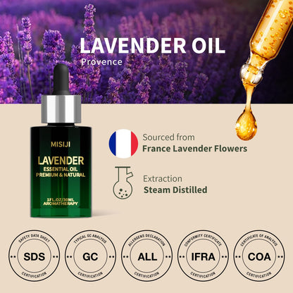 MISIJI Lavender Essential Oils - 1 FL.OZ for Diffuser & Aromatherapy