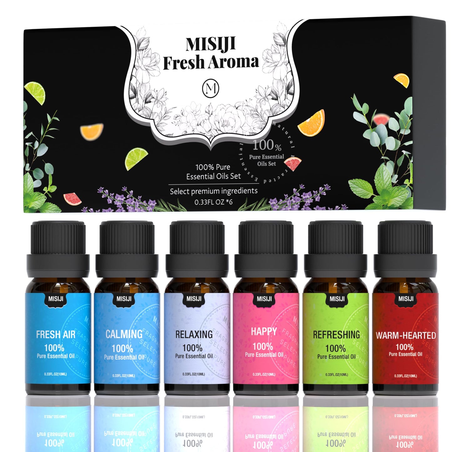 MISIJI Well-Being Essential Oils Set – 6 x 10ml for Diffuser, Aromatherapy, Skin, Laundry, Candle & Soap Making