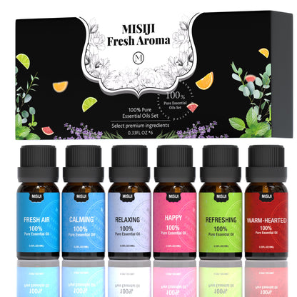 MISIJI Well-Being Essential Oils Set – 6 x 10ml for Diffuser, Aromatherapy, Skin, Laundry, Candle & Soap Making