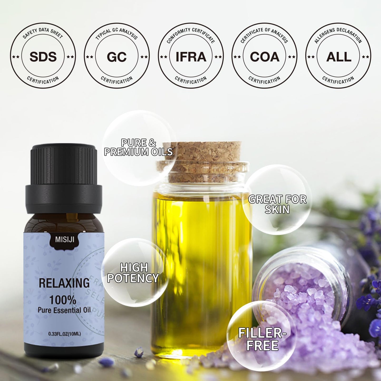 MISIJI Well-Being Essential Oils Set – 6 x 10ml for Diffuser, Aromatherapy, Skin, Laundry, Candle & Soap Making