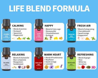 MISIJI Well-Being Essential Oils Set – 6 x 10ml for Diffuser, Aromatherapy, Skin, Laundry, Candle & Soap Making