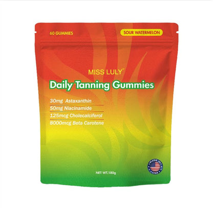 MISS LULY Daily Tanning Gummies - Sour Watermelon | Astaxanthin, Lycopene & Beta Carotene | Vegan & Gluten-Free