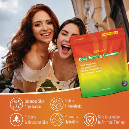 MISS LULY Daily Tanning Gummies - Sour Watermelon | Astaxanthin, Lycopene & Beta Carotene | Vegan & Gluten-Free