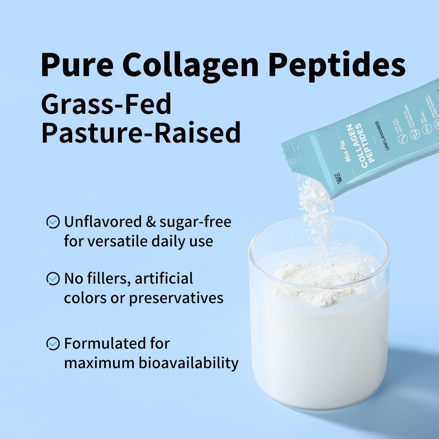 MISS PEP Collagen Peptides – Type I & III, Skin & Joints Support, Unscented, 14.11 oz