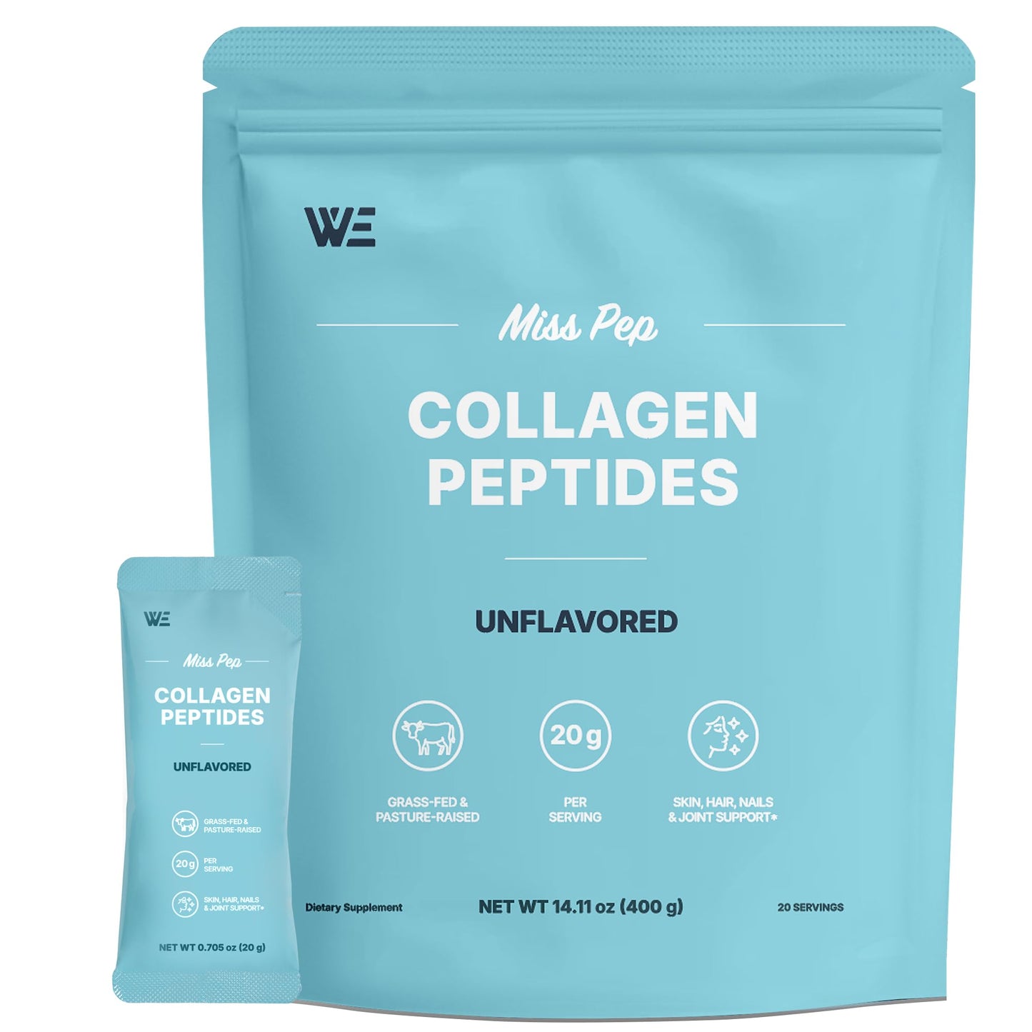 MISS PEP Collagen Peptides – Type I & III, Skin & Joints Support, Unscented, 14.11 oz