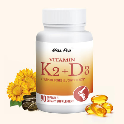 MISS PEP Vitamin D3 K2 5000 IU (MK-7) 90 Softgels - Immune & Bone Support