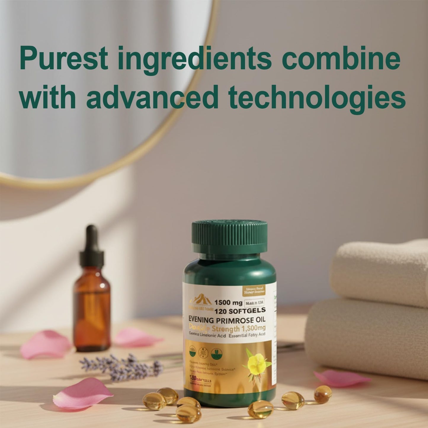 Mission Hill Foods 1500mg Evening Primrose Oil Capsules for Women | Hormonal Balance & Skin Health (2-Month Supply)