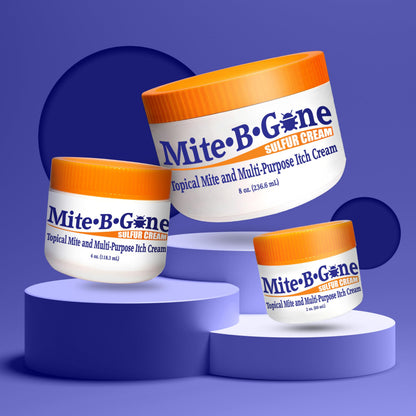 Mite-B-Gone Mite Cream & Bite Relief – Natural Sulfur for Bites & Itching | Safe for All Ages | 8 oz