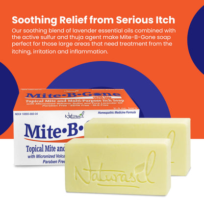 Mite-B-Gone Relief Soap – Fast Itch Relief for Mites & Bug Bites (4 oz Bars, 2)