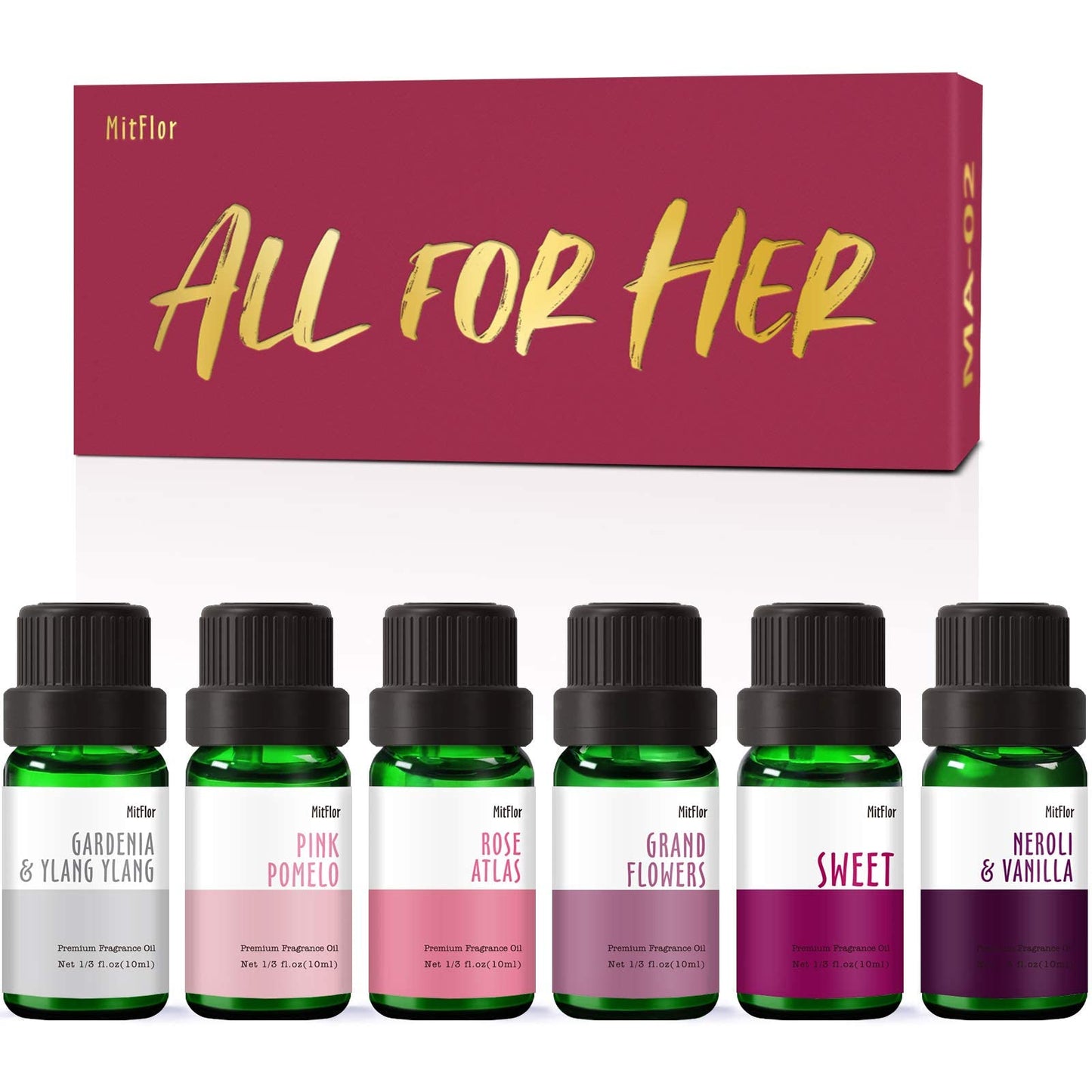MitFlor All for Her: 6x10ml Essential Oils Set for Diffusers & DIY