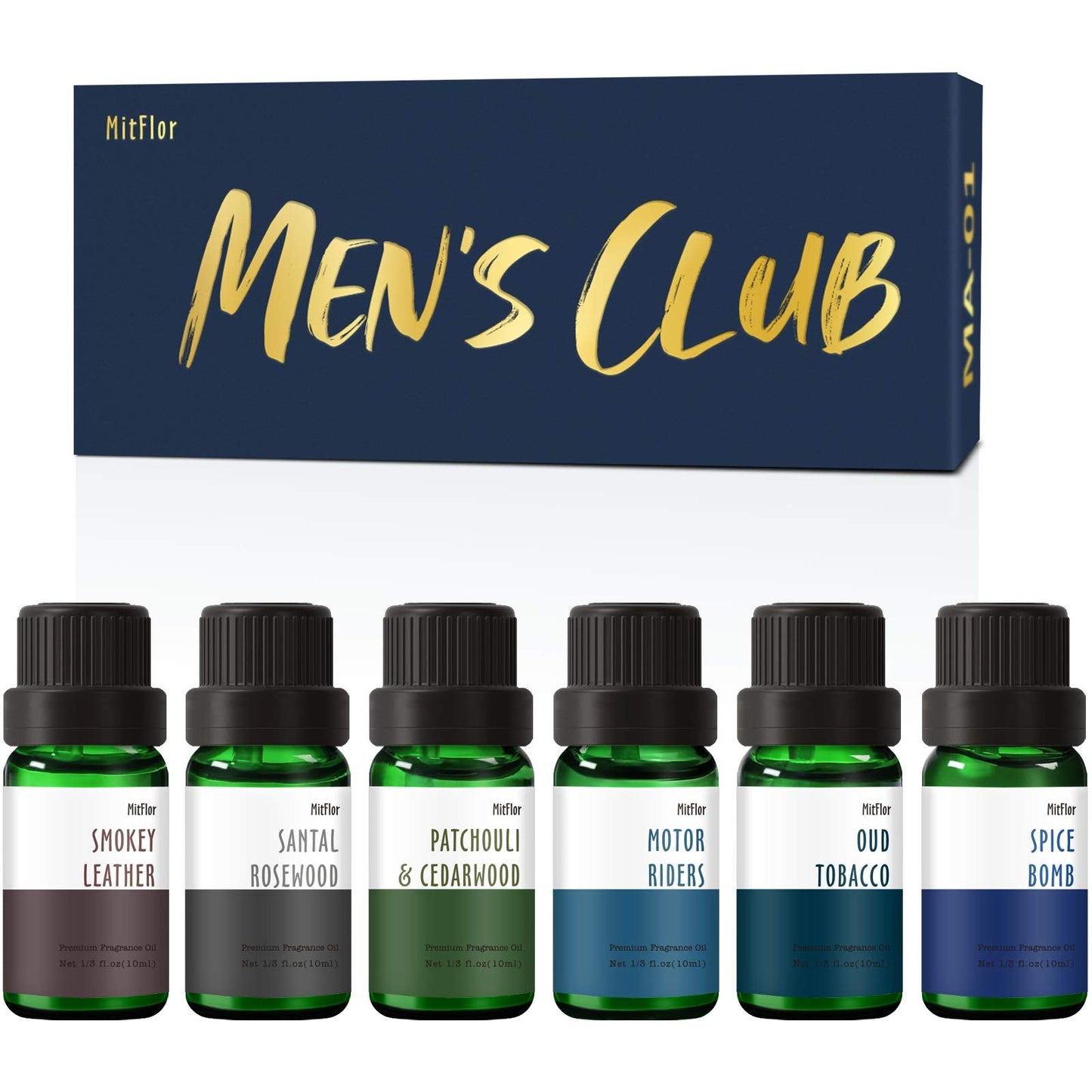 MitFlor Men's Club Fragrance Gift Set – 6x 10ml Premium Fragrance Oils for Diffusers, Candles & Soaps