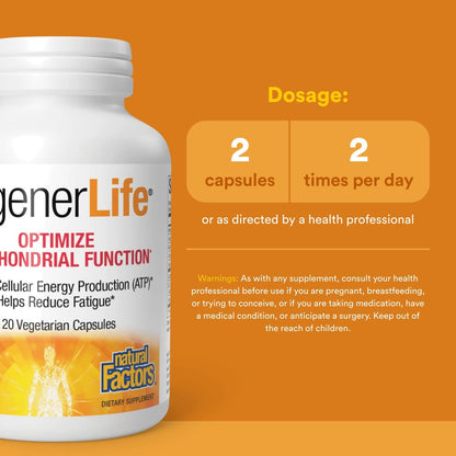 Natural Factors REGENERLIFE® 120 Capsules – Mitochondrial Support & Energy