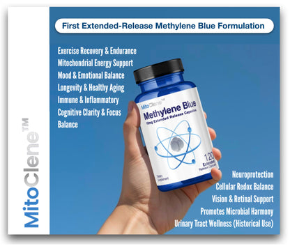 MitoClene 10mg Methylene Blue Capsules – Extended Release, 120 Count, Vitamin C & Zinc Picolinate