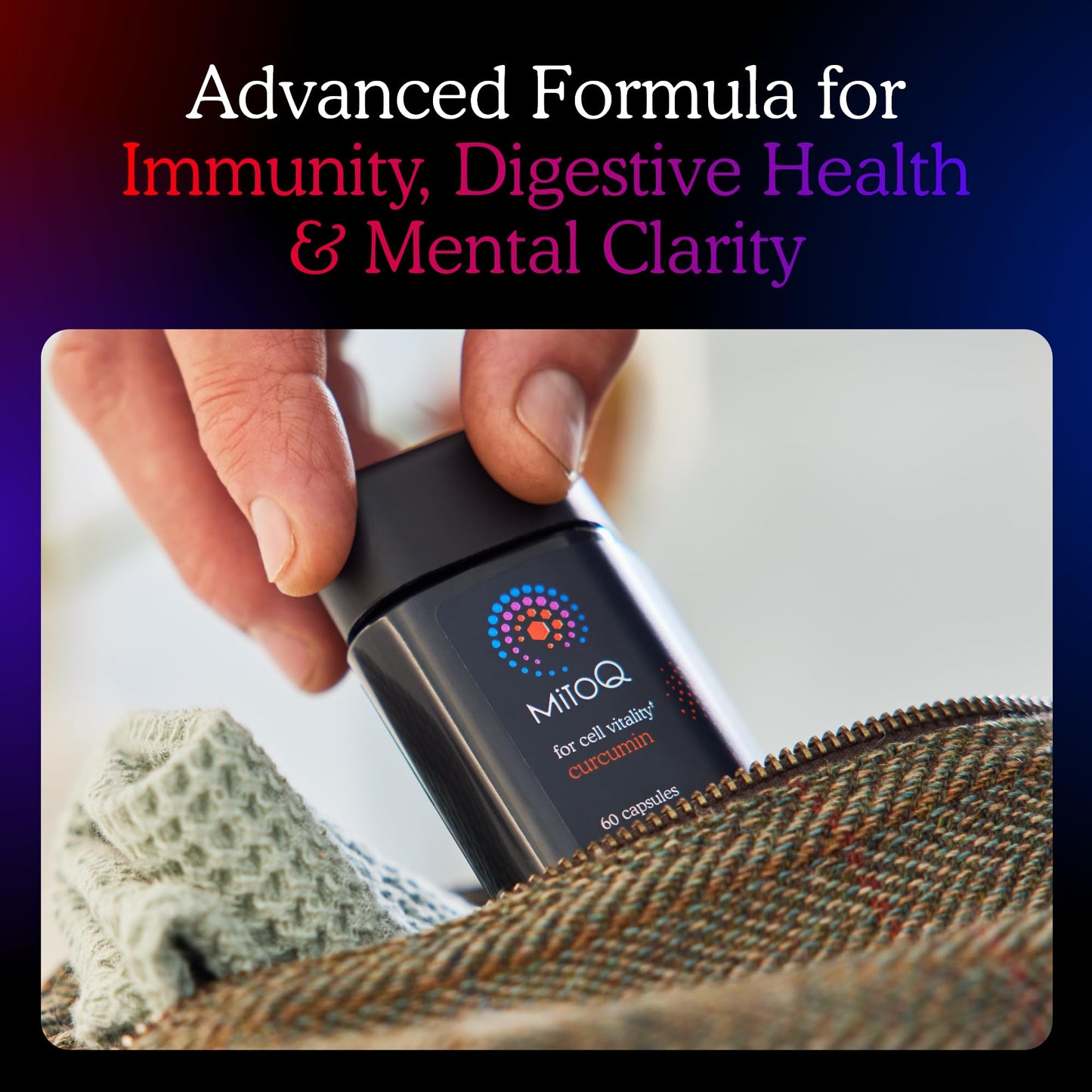 MitoQ Curcumin Advanced CoQ10 — Immunity, Digestive Health & Cell Vitality (60 Capsules)