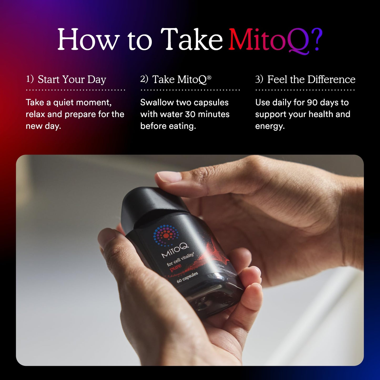 MitoQ Pure: Advanced Mitochondria Supplement for Energy, Vitality & Healthy Aging