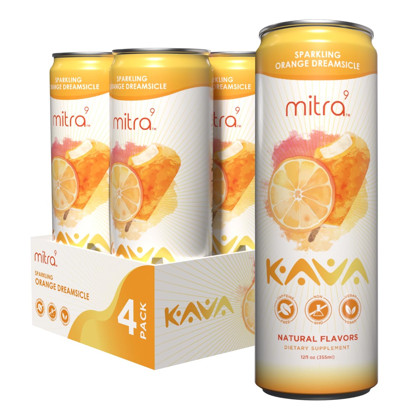 MITRA9 Botanical Beverages | Orange Dreamsicle Sparkling Kava Drink - Mood Enhancer