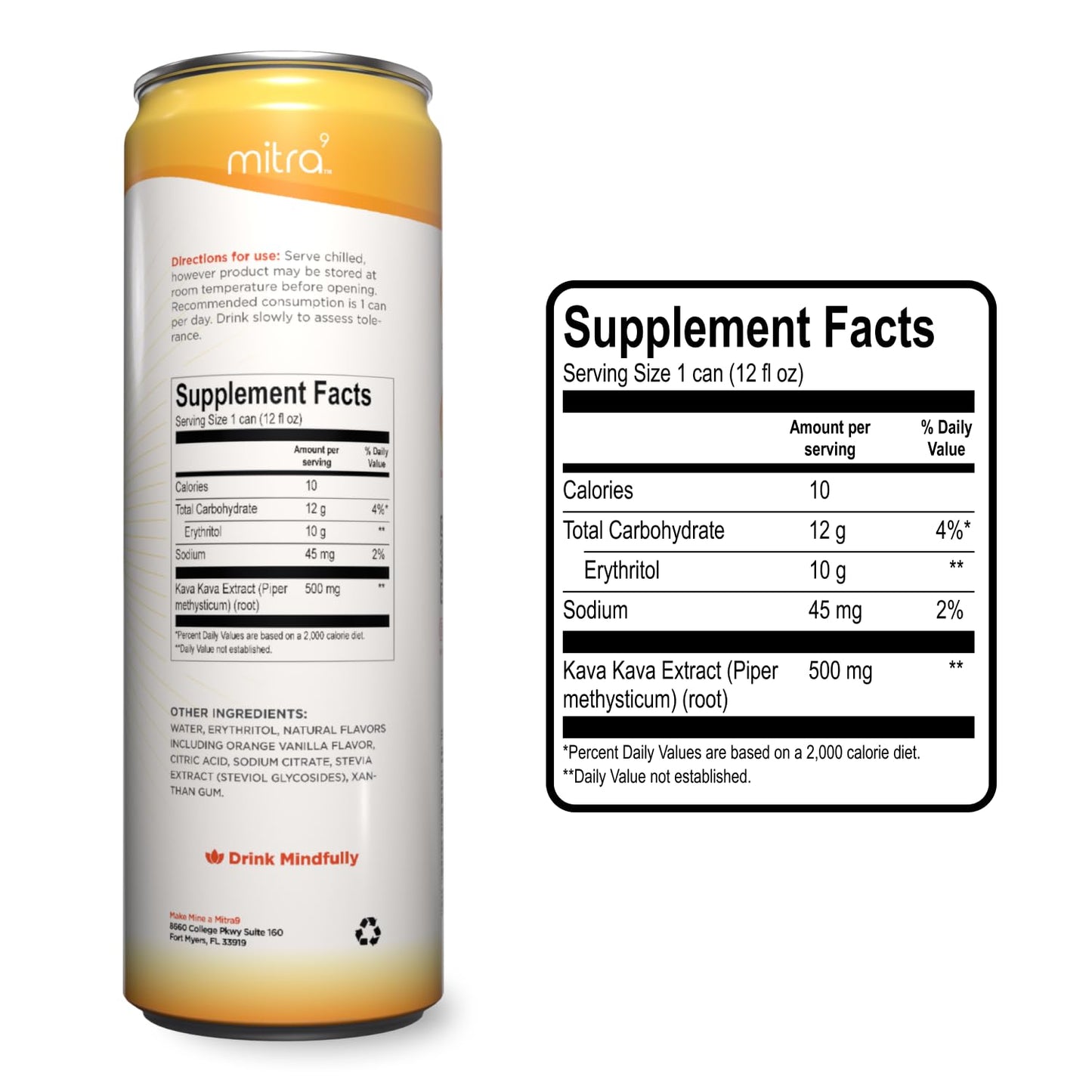MITRA9 Botanical Beverages | Orange Dreamsicle Sparkling Kava Drink - Mood Enhancer