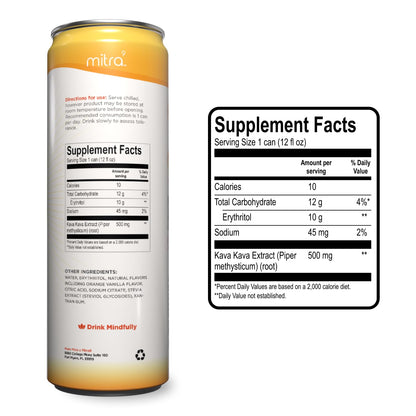 MITRA9 Botanical Beverages | Orange Dreamsicle Sparkling Kava Drink - Mood Enhancer