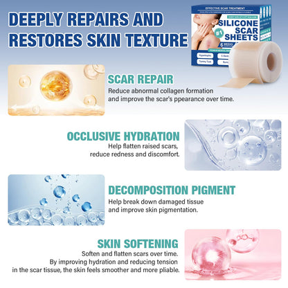 Mitreal Silicone Scar Sheets & Tape — 1.6x158 Roll for Surgical Scars & Keloids