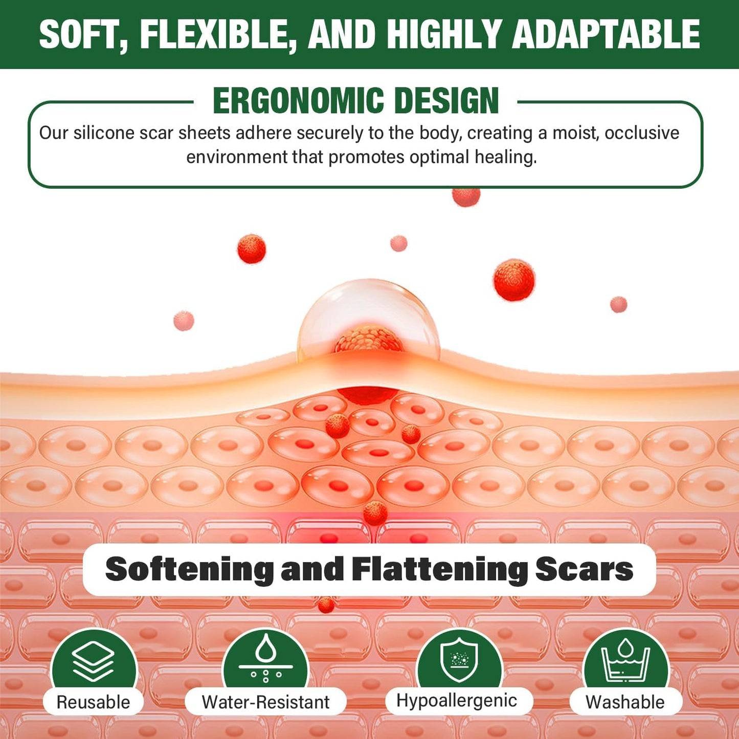 Mitreal Silicone Scar Sheets – 1.6x60 in Roll for Surgical Scars & Keloids