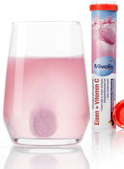 Mivolis Iron + Vitamin C Effervescent Tablets - 4 Packs x 20 Tablets | Germany