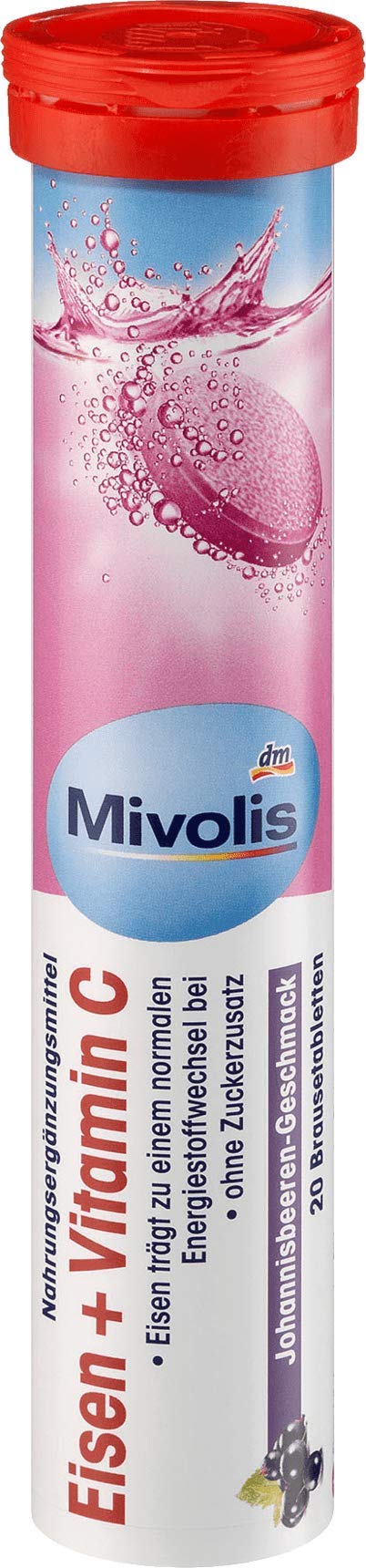 Mivolis Iron + Vitamin C Effervescent Tablets - 4 Packs x 20 Tablets | Germany