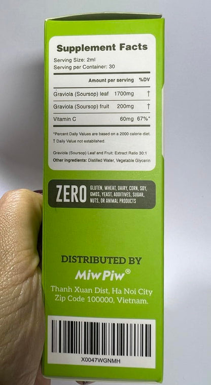 MiW Piw Soursop Graviola Liquid Drops 1900MG – Sleep Support & Immune Boost