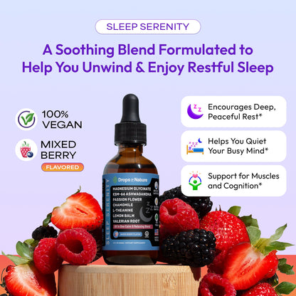 Magnesium Glycinate & Ashwagandha Liquid Drops – Relaxation & Sleep Support (60mL) | Vegan
