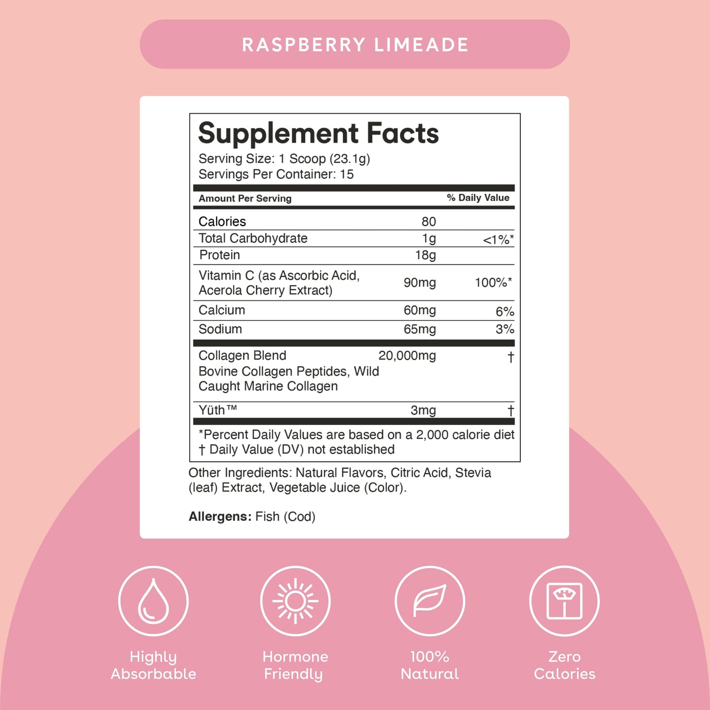MIXHERS Collagen Powder – 30-Day Raspberry Limeade (18g Protein)