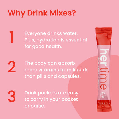 MIXHERS Hertime PMS - Hormonal Health & Menstrual Wellness (Sugar-Free Peach Lemonade) - 15 Packets
