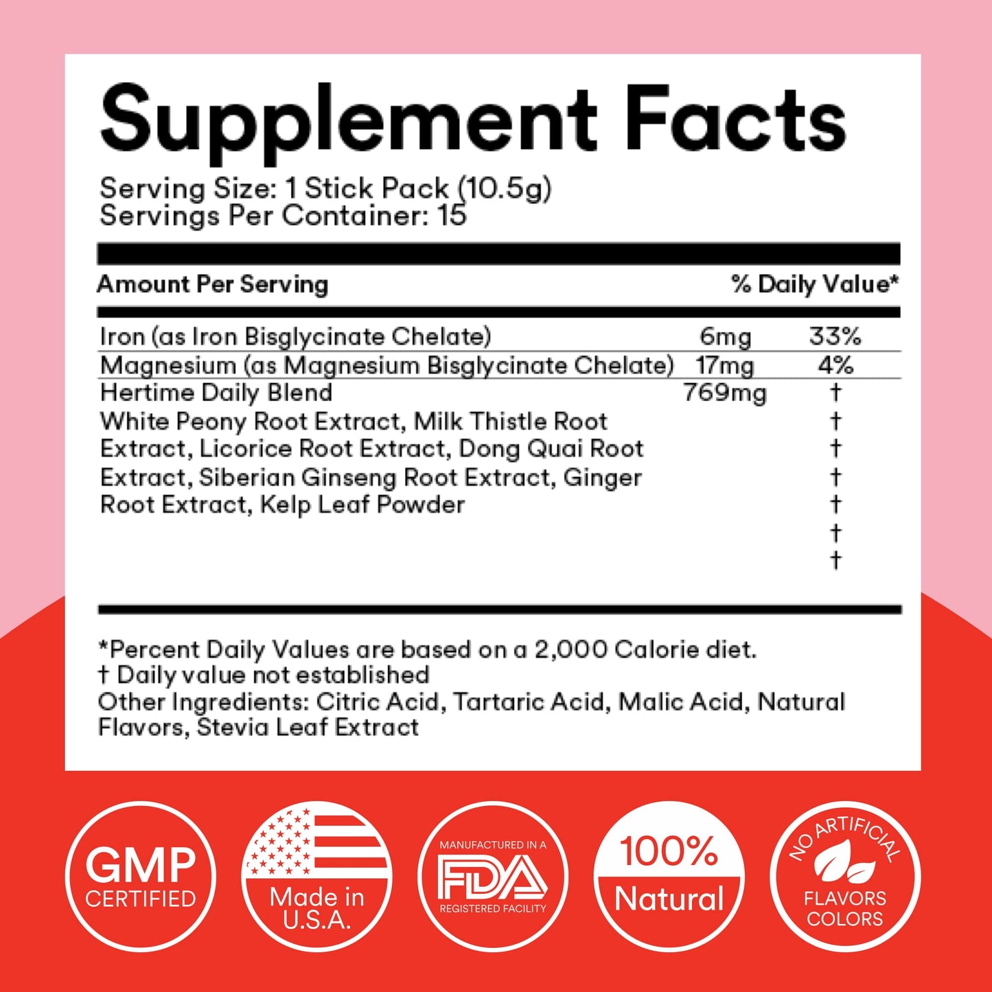 MIXHERS Hertime PMS - Hormonal Health & Menstrual Wellness (Sugar-Free Peach Lemonade) - 15 Packets