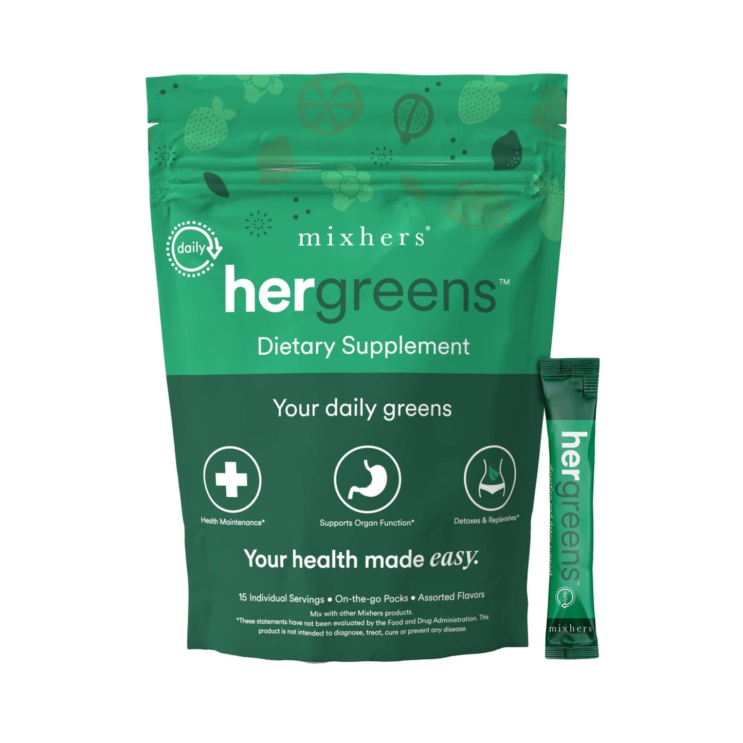 MIXHERS Hergreens Greens & Veggie Powder for Women – 15 Packets
