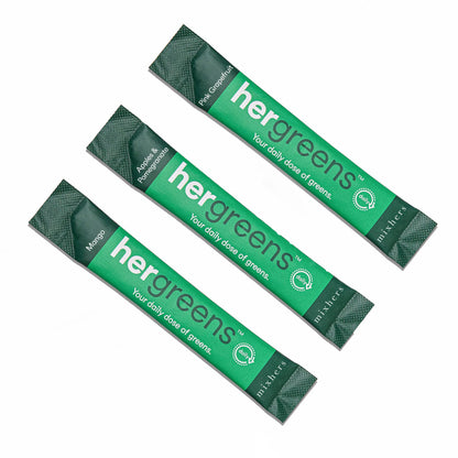 MIXHERS Hergreens Greens & Veggie Powder for Women - Pink Grapefruit - 15 Packets