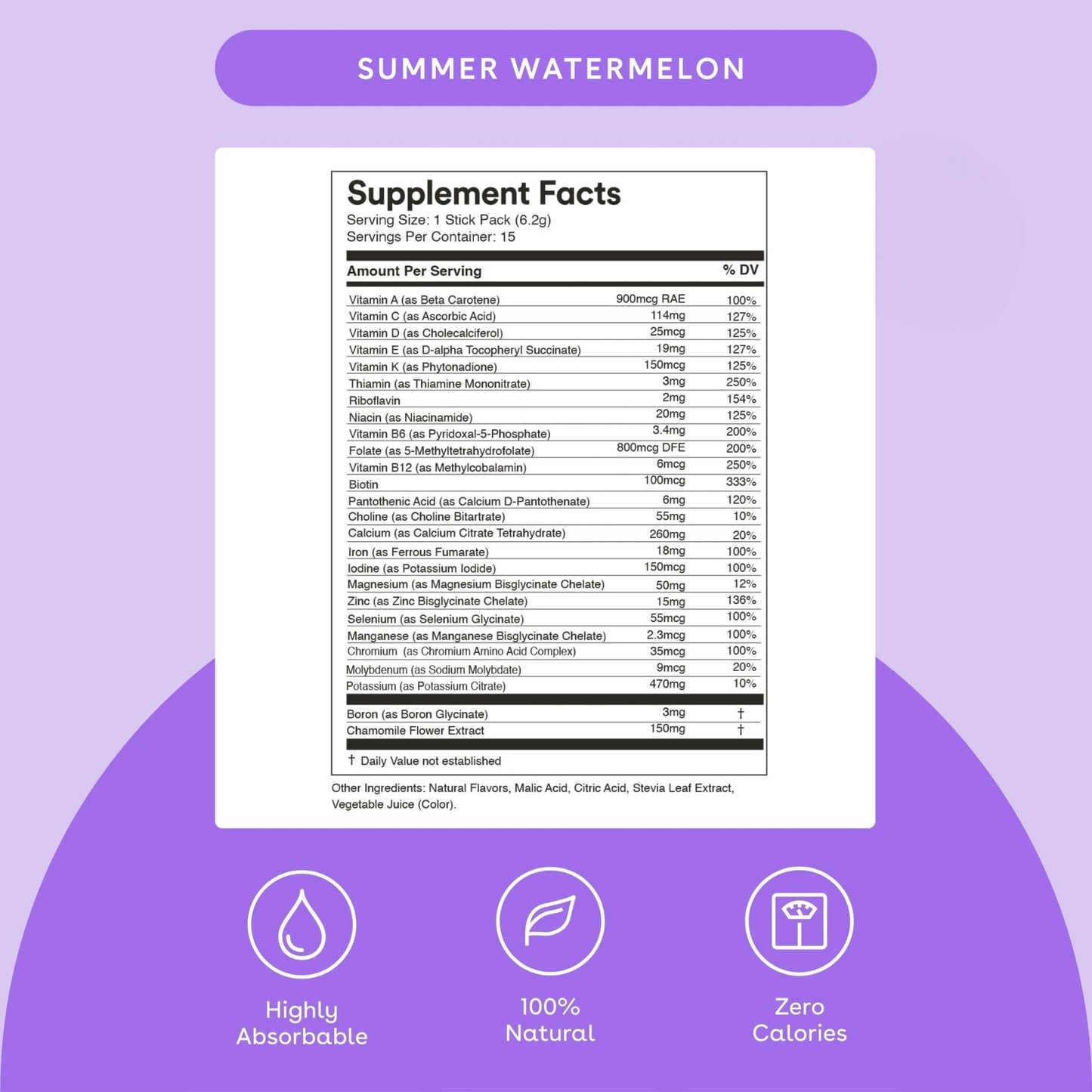 MIXHERS Prenatal+ Prenatal & Postnatal Support Drink Mix – Summer Watermelon Flavor – 15 Stick Packets