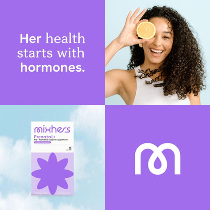 MIXHERS Prenatal+ Prenatal & Postnatal Support Drink Mix – Summer Watermelon Flavor – 15 Stick Packets