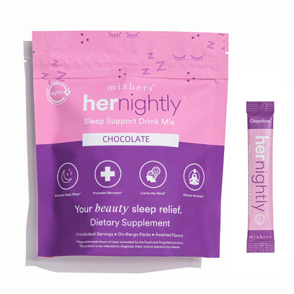 MIXHERS Sleep Support Supplement | Chocolate Drink Mix – 15 Sticks