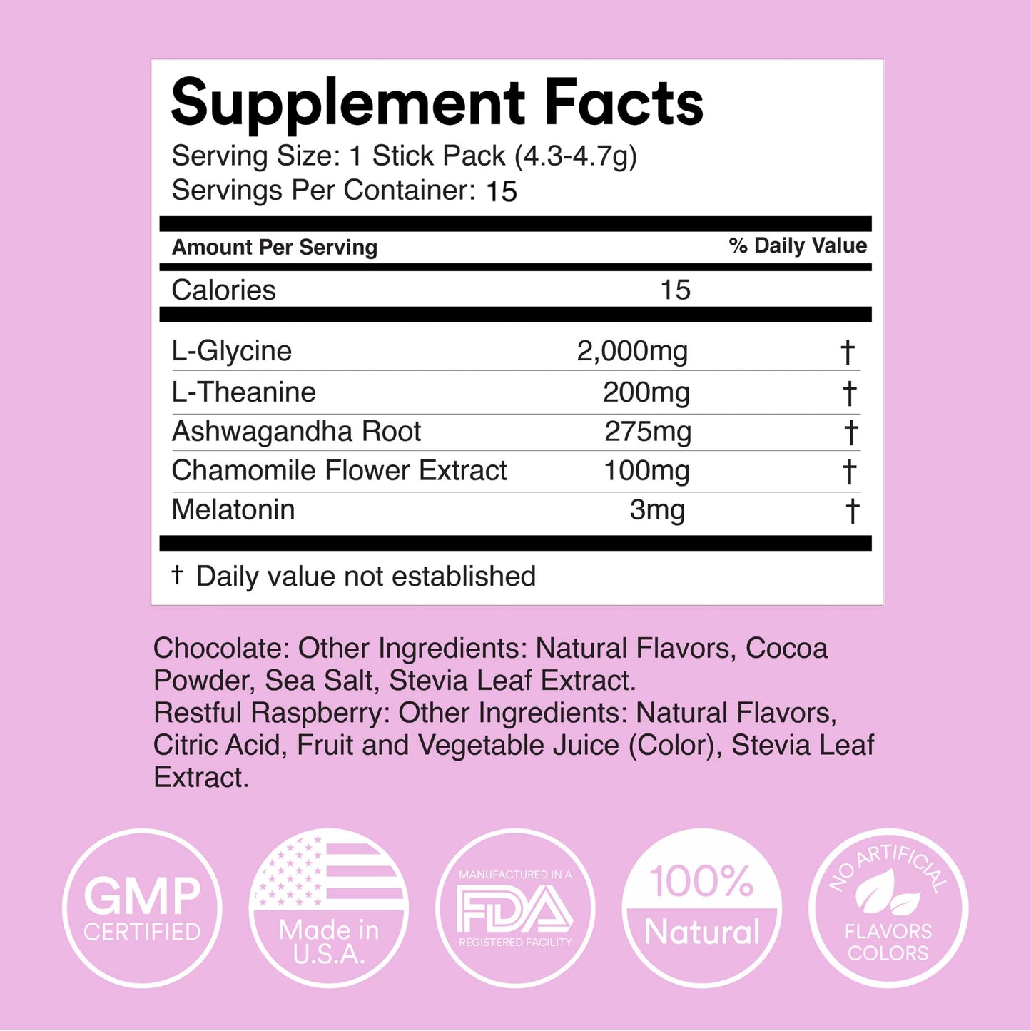 MIXHERS Sleep Support Supplement | Chocolate Drink Mix – 15 Sticks