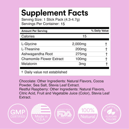 MIXHERS Sleep Support Supplement | Chocolate Drink Mix – 15 Sticks