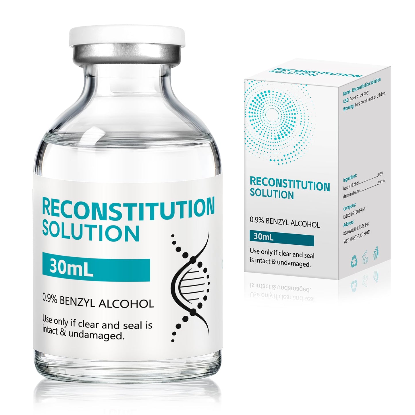 Mixrug Reconstitution Solution in Premium Glass Vials with Rubber Stoppers (1 Pack, 30 mL)