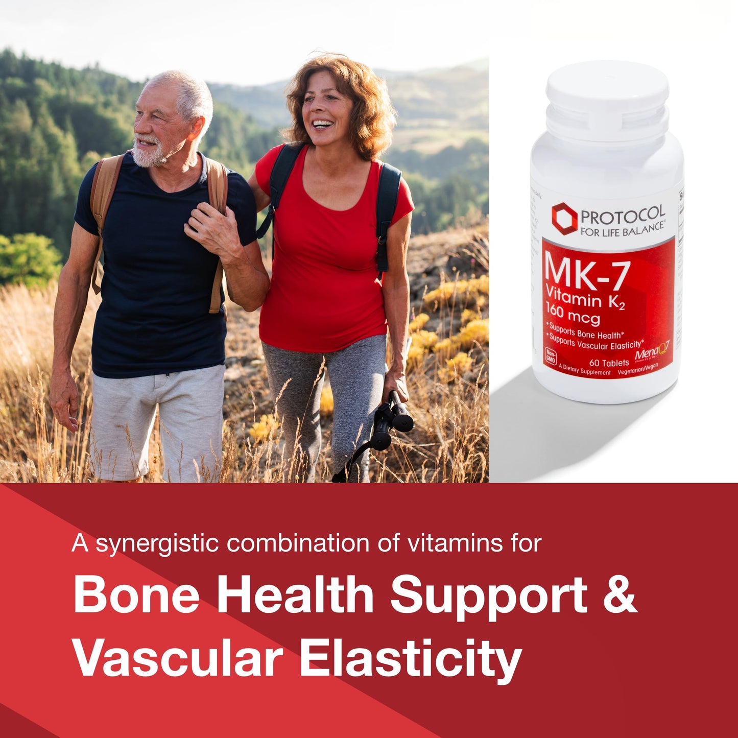 Protocol For Life Balance MK-7 Vitamin K2 160mcg | VIT K Supplement | Bone & Vascular Support | Non-GMO & Vegan | 60 Tablets