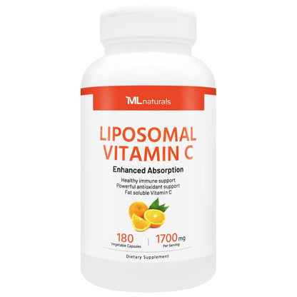 ML Naturals High Potency Liposomal Vitamin C 1700mg | 180 Veg Capsules