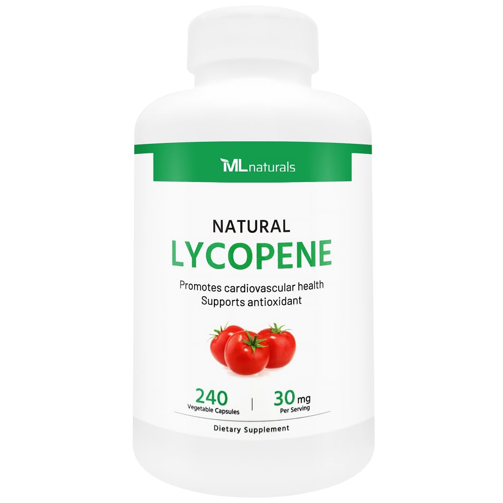 ML Naturals Natural Lycopene 30 mg - 240 Vegetable Capsules | Antioxidant, Immune Support, Cardiovascular & Prostate Health