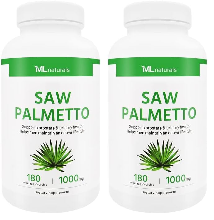 ML Naturals Saw Palmetto 1000 mg 180 Veg Caps – Prostate, Urinary Health & Hair Growth (Pack of 2)