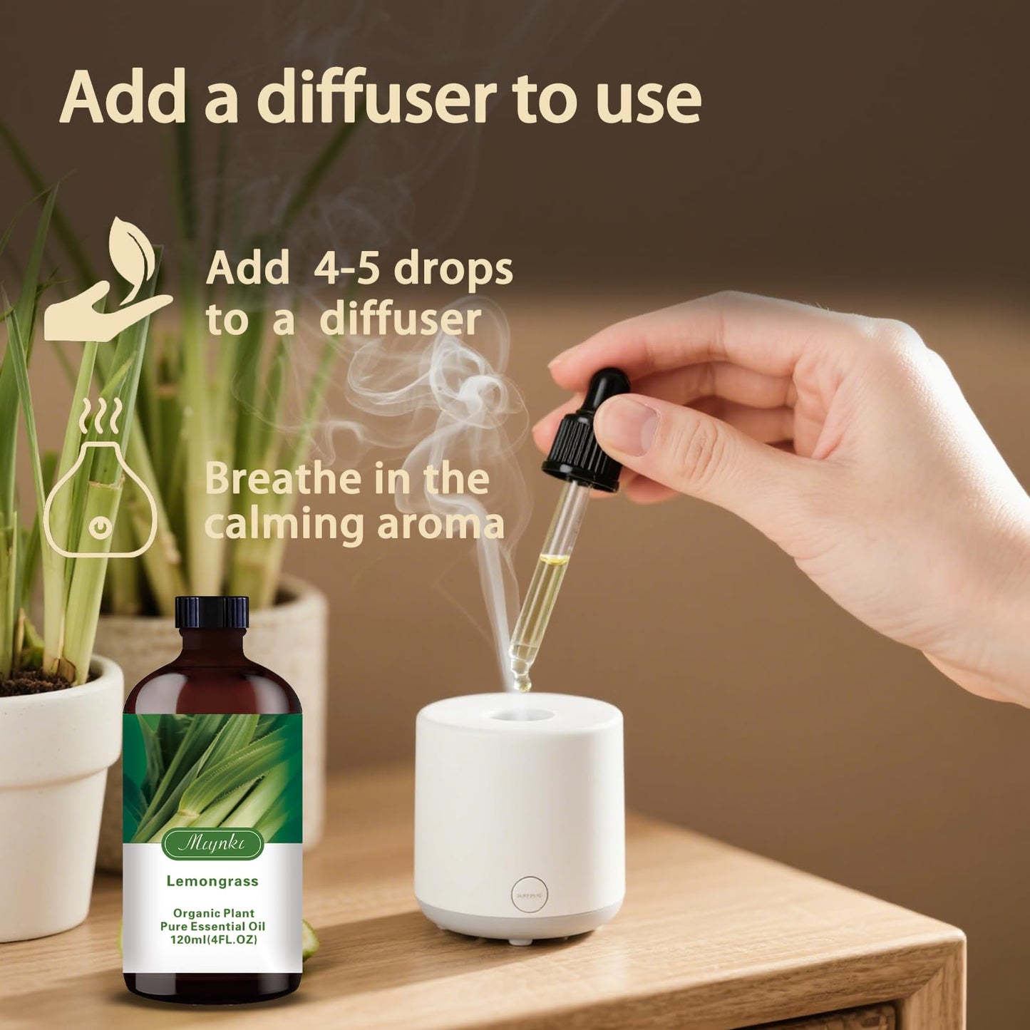 mlynkl Lemongrass Essential Oil | 4.33 oz Pure Lemongrass Fragrance Oil for Diffusers, Candles & DIY