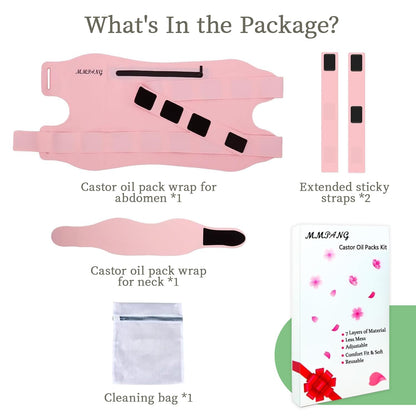 MMPANG Organic Castor Oil Pack Wraps - Reusable Waist & Neck Pads (Plus Size)