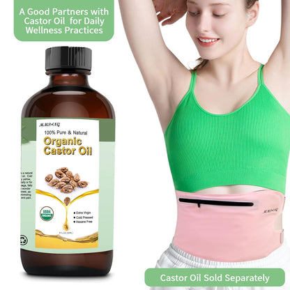 MMPANG Organic Castor Oil Pack Wraps - Reusable Waist & Neck Pads (Plus Size)