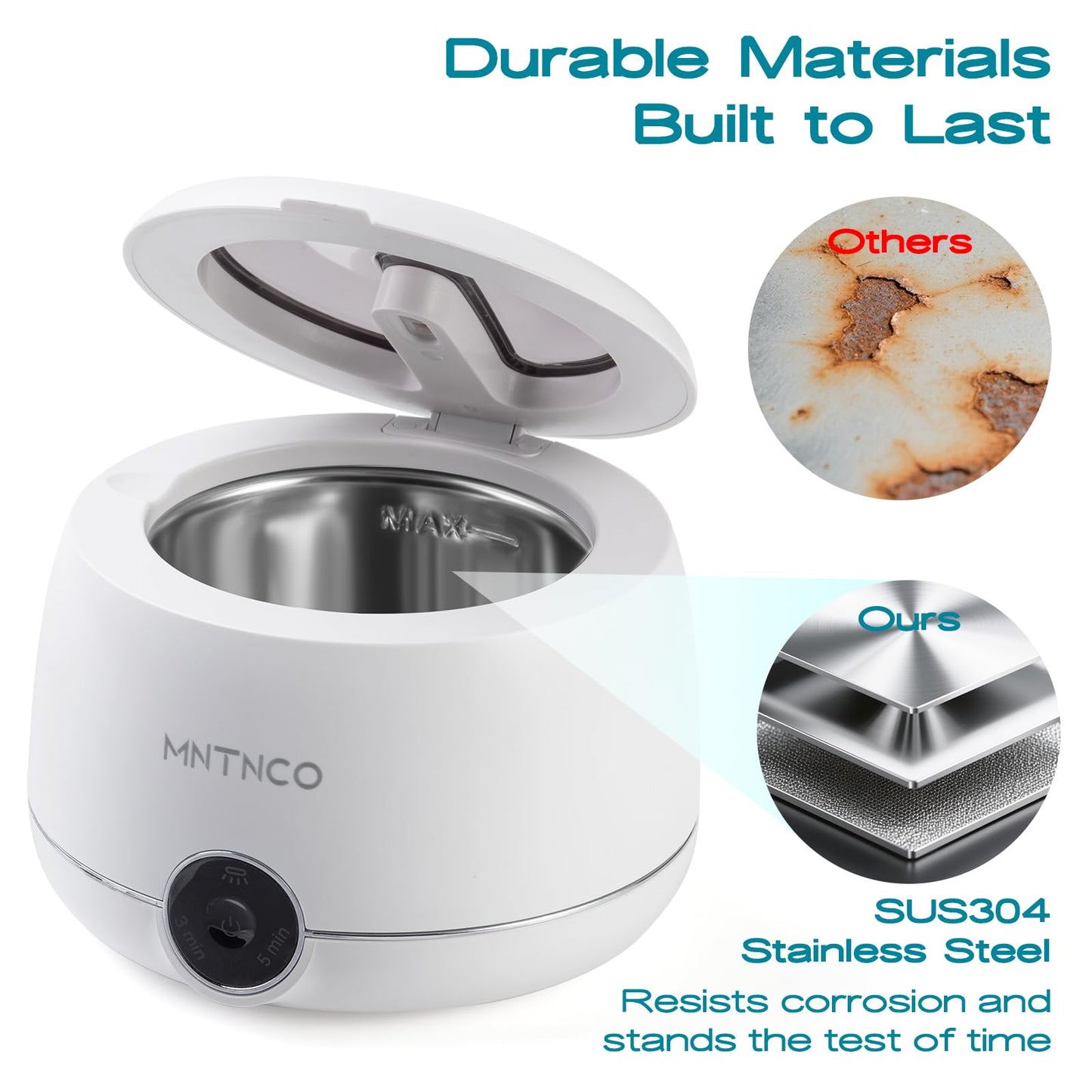 MNTNCO Ultrasonic Retainer Cleaner - White Cleaning Machine for Dentures